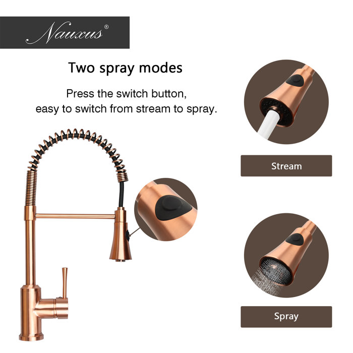 Nauxus Spring Single Handle Copper Kitchen Sink Faucet Wayfair